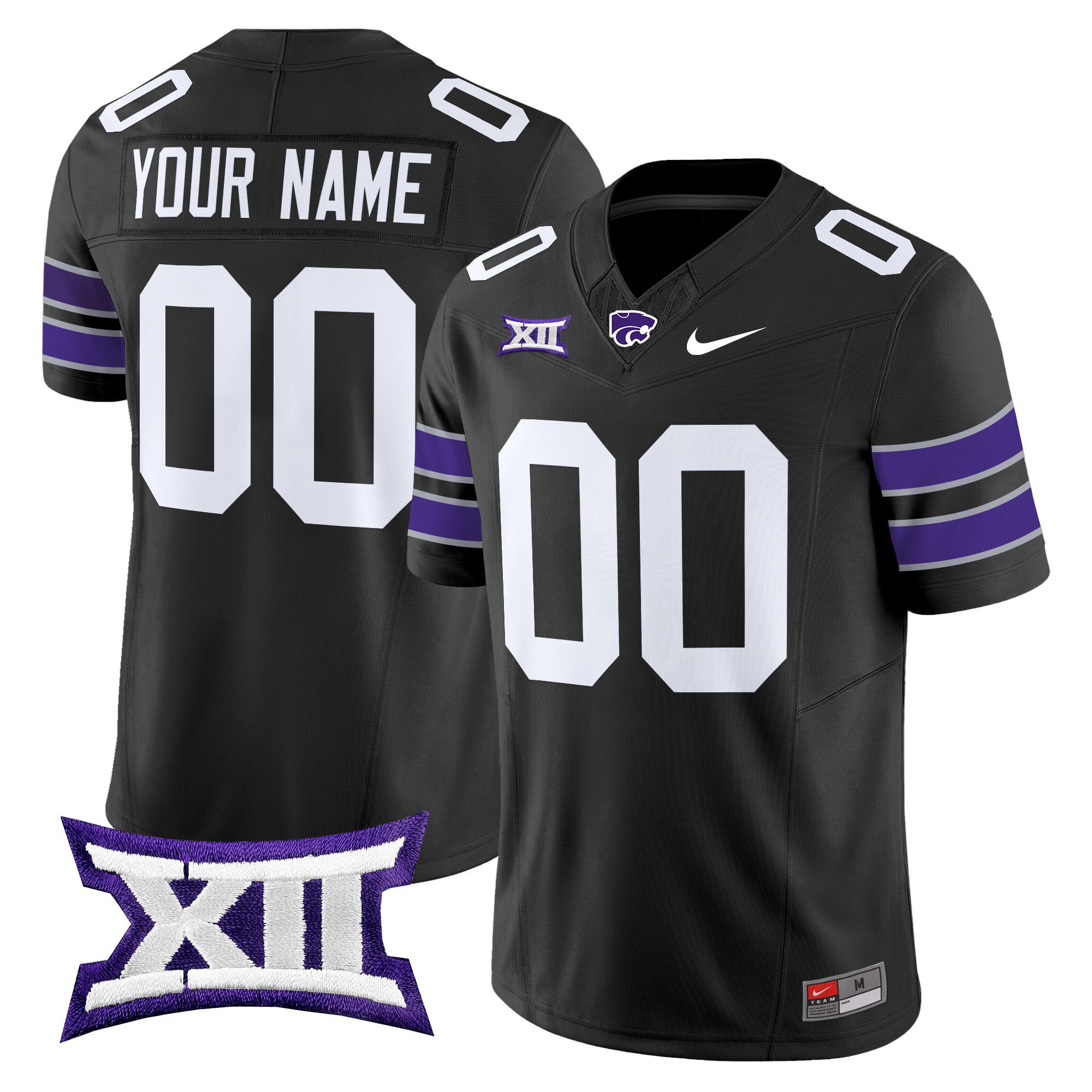 Men Kansas State Wildcats Black Nike 2024 Vapor Limited Custom NCAA Jersey style 1